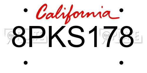 8PKS178 California License Plate