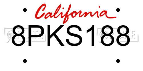 8PKS188 California License Plate