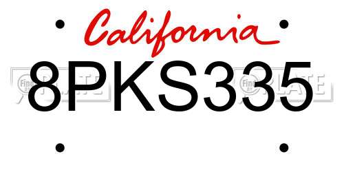 8PKS335 California License Plate