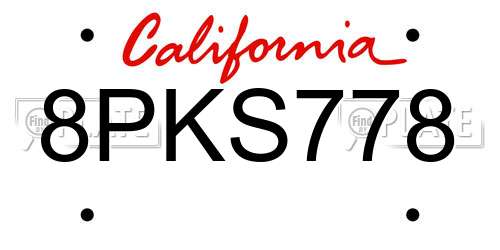8PKS778 California License Plate