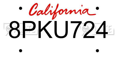 8PKU724 California License Plate