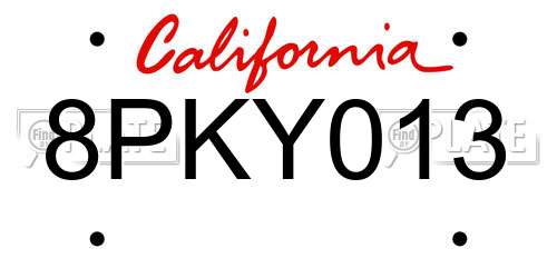 8PKY013 California License Plate