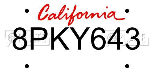8PKY643 California License Plate