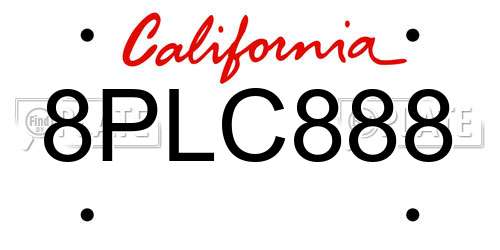 8PLC888 California License Plate