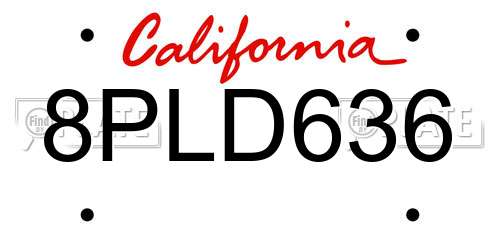 8PLD636 California License Plate