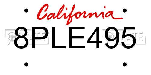 8PLE495 California License Plate