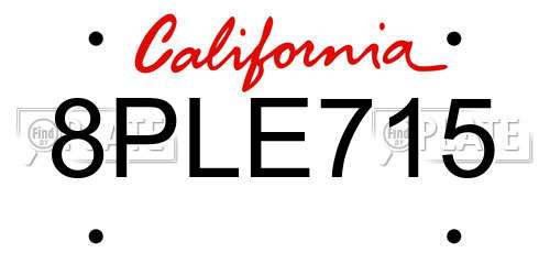 8PLE715 California License Plate