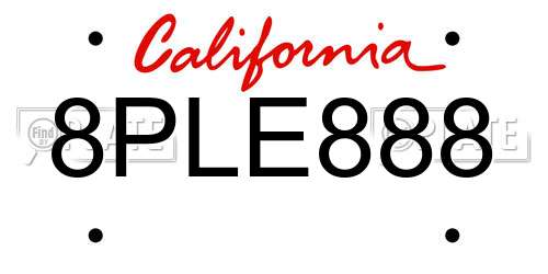 8PLE888 California License Plate