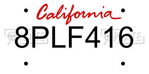 8PLF416 California License Plate