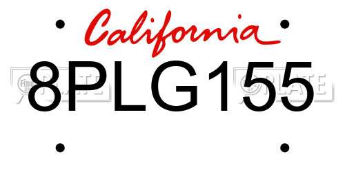 8PLG155 California License Plate