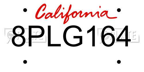 8PLG164 California License Plate