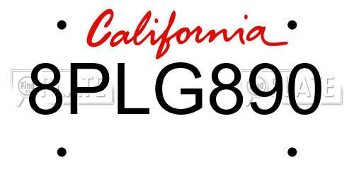 8PLG890 California License Plate