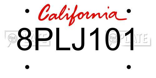 8PLJ101 California License Plate