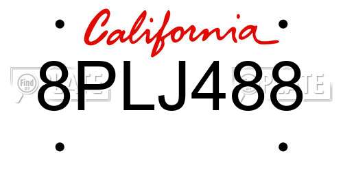8PLJ488 California License Plate