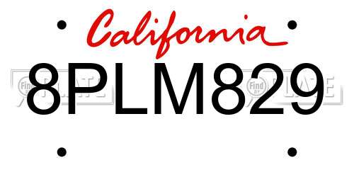 8PLM829 California License Plate