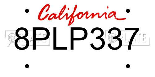 8PLP337 California License Plate