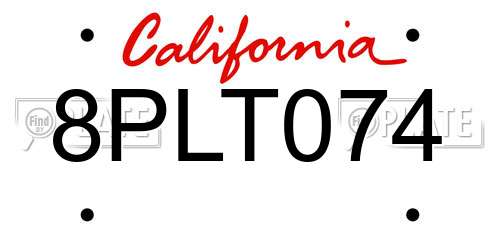 8PLT074 California License Plate