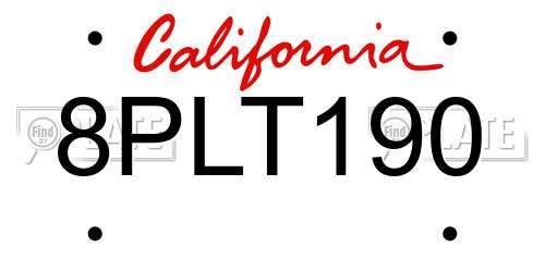 8PLT190 California License Plate