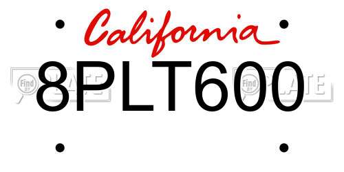 8PLT600 California License Plate