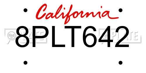8PLT642 California License Plate