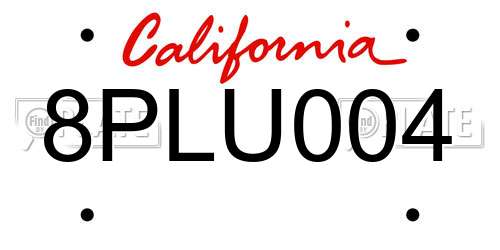 8PLU004 California License Plate