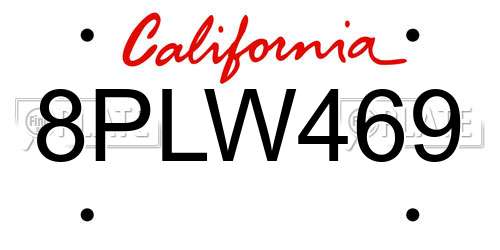 8PLW469 California License Plate