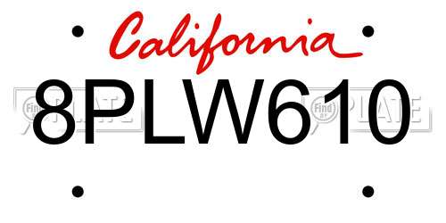 8PLW610 California License Plate