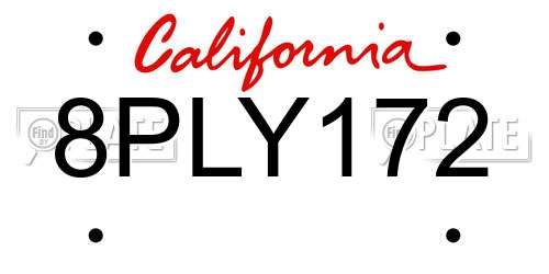 8PLY172 California License Plate