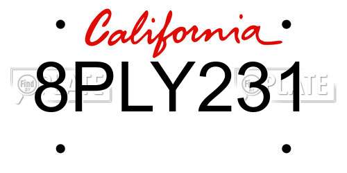 8PLY231 California License Plate