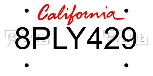 8PLY429 California License Plate