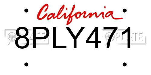 8PLY471 California License Plate