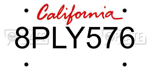 8PLY576 California License Plate