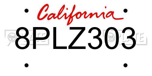 8PLZ303 California License Plate