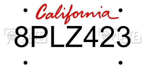 8PLZ423 California License Plate
