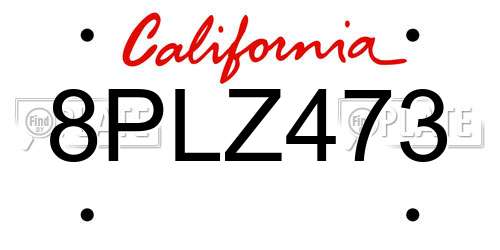 8PLZ473 California License Plate