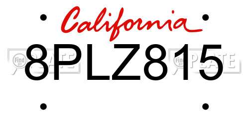 8PLZ815 California License Plate