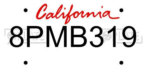 8PMB319 California License Plate