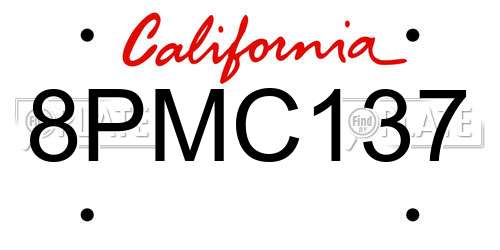 8PMC137 California License Plate