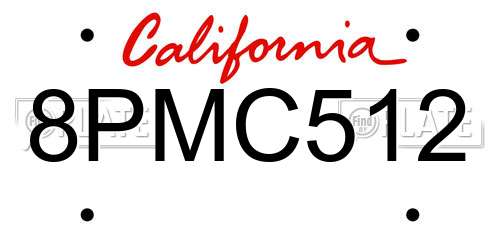 8PMC512 California License Plate