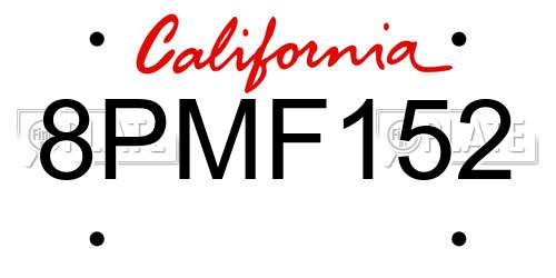 8PMF152 California License Plate