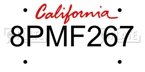 8PMF267 California License Plate