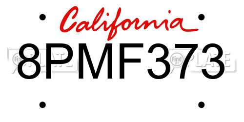 8PMF373 California License Plate