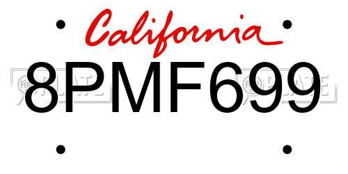 8PMF699 California License Plate