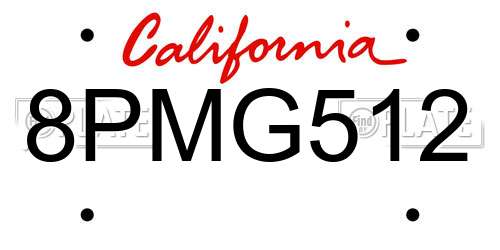 8PMG512 California License Plate