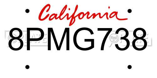 8PMG738 California License Plate