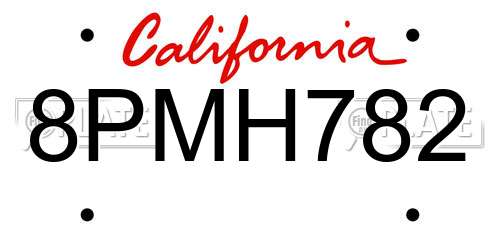8PMH782 California License Plate