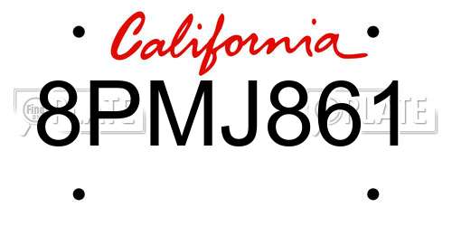 8PMJ861 California License Plate