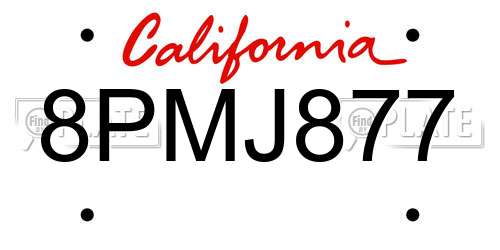 8PMJ877 California License Plate