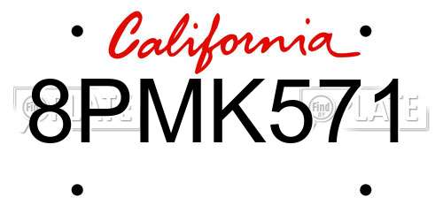 8PMK571 California License Plate