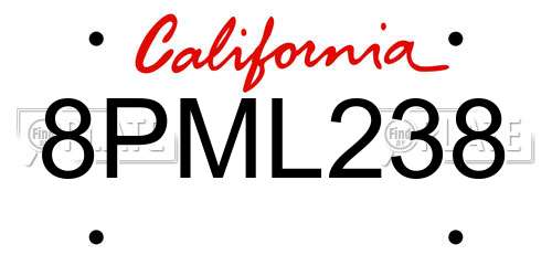 8PML238 California License Plate
